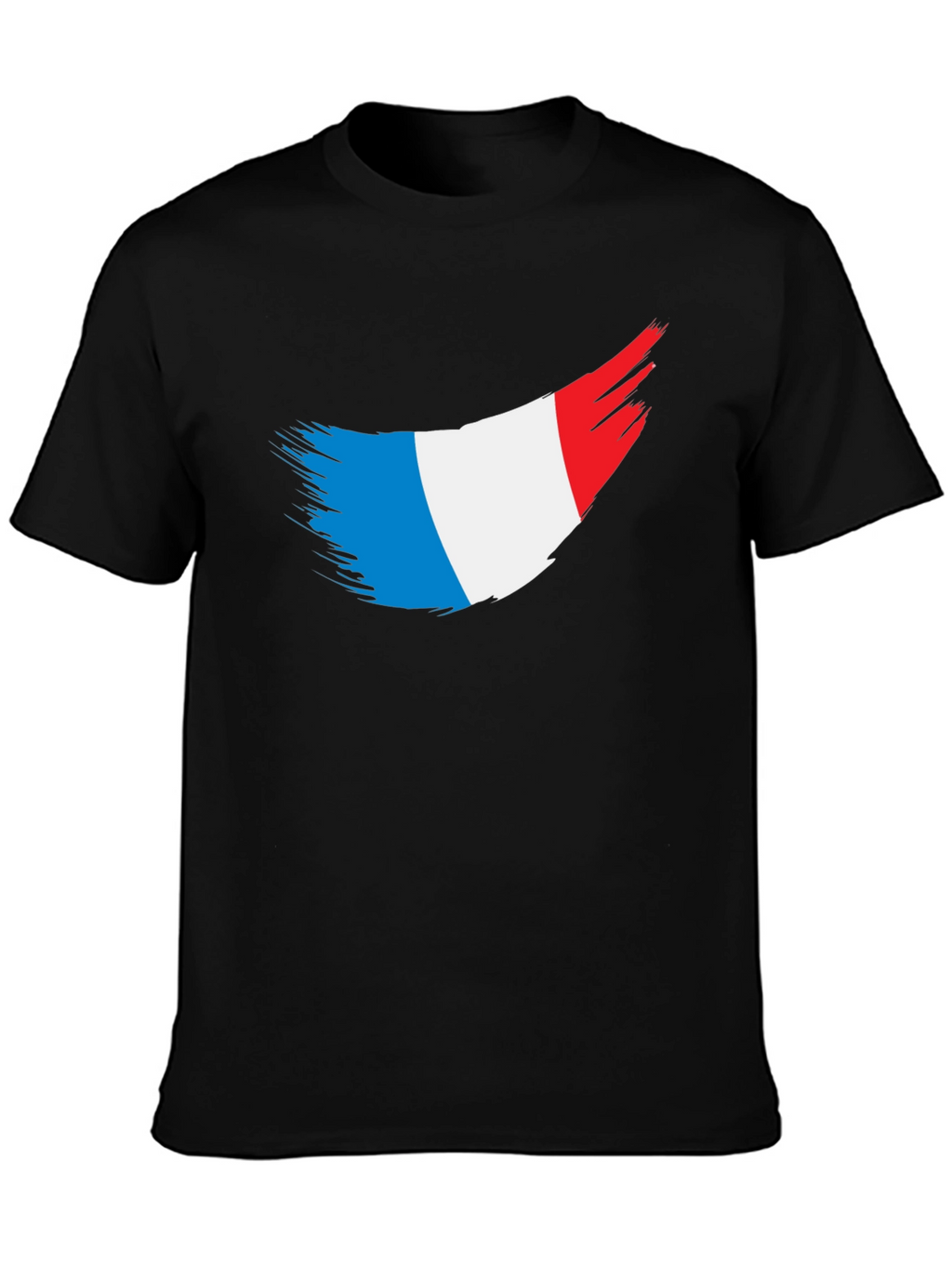French Flag Brushstroke Black T-Shirt