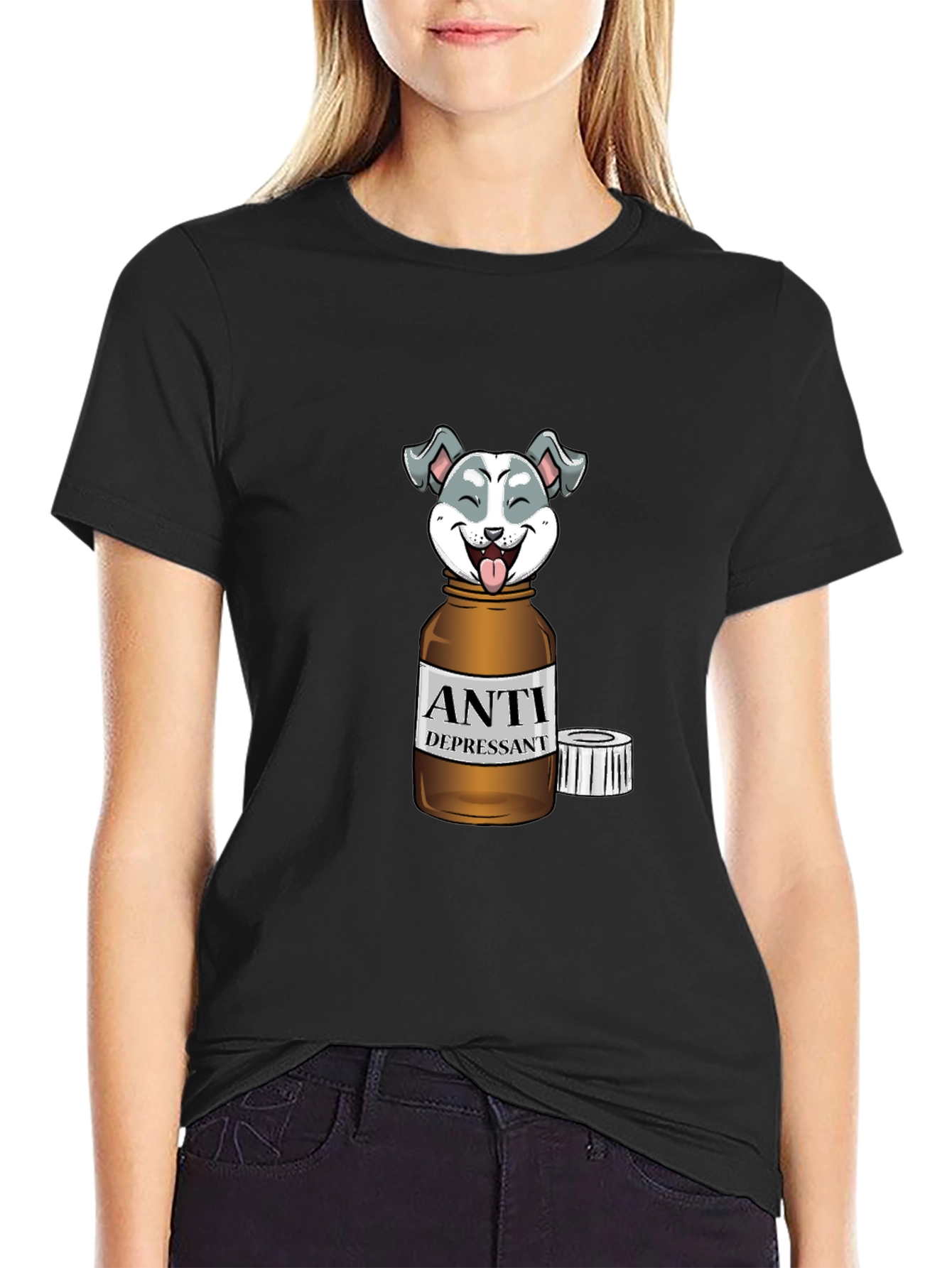 Anti-Depressant Husky Graphic T-Shirt