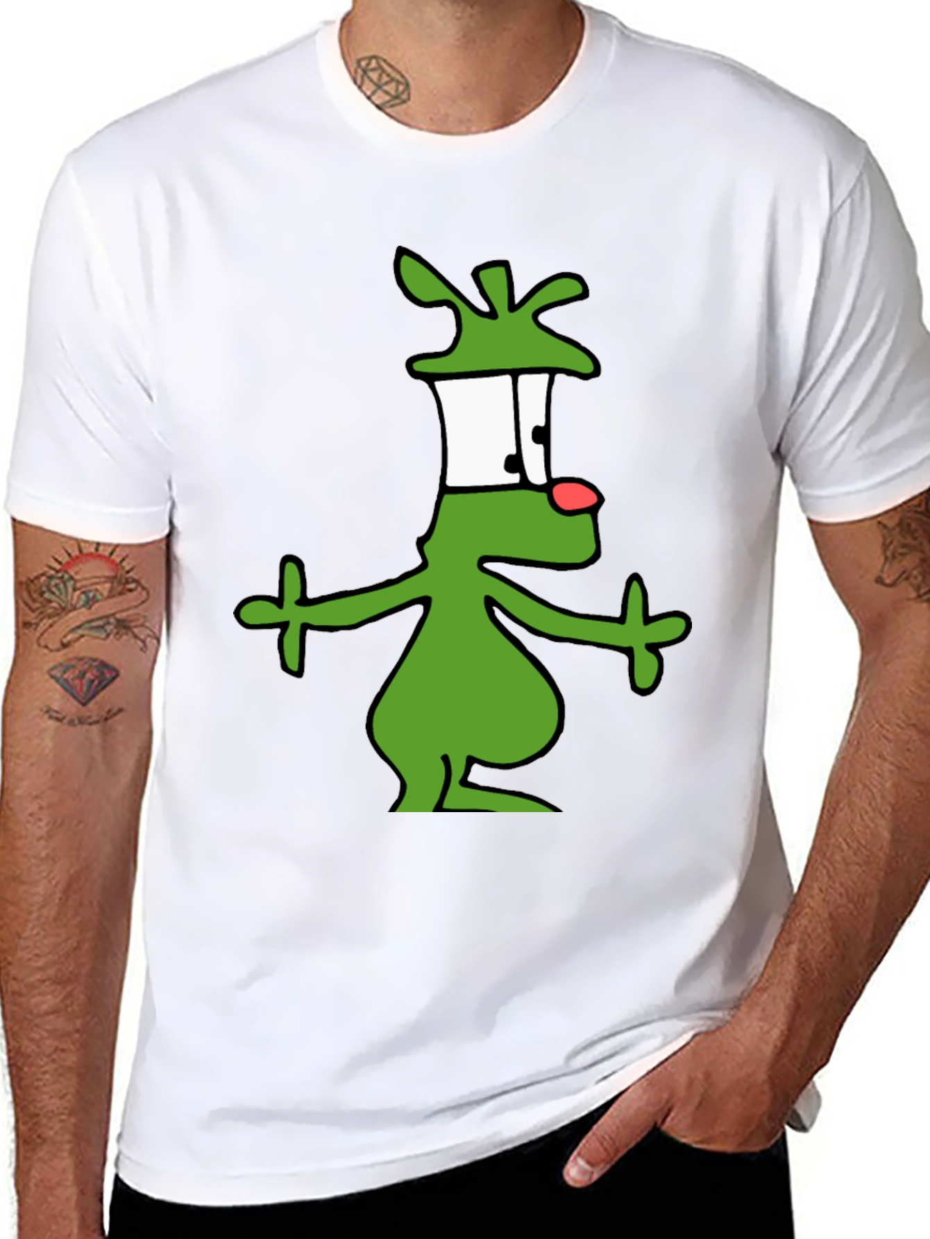 Cartoon Alien Graphic Black T-Shirt