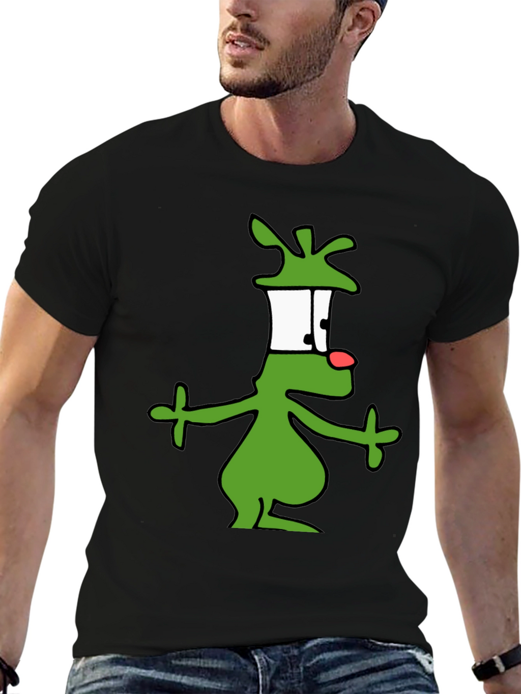 Cartoon Alien Graphic Black T-Shirt