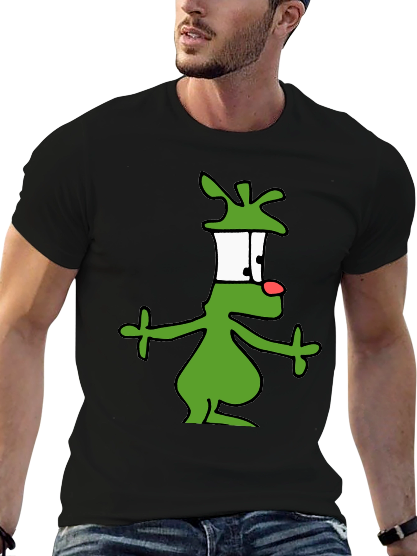 Cartoon Alien Graphic Black T-Shirt