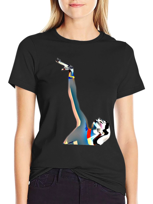 Abstract Art Graphic Tee - Black Cotton Blend