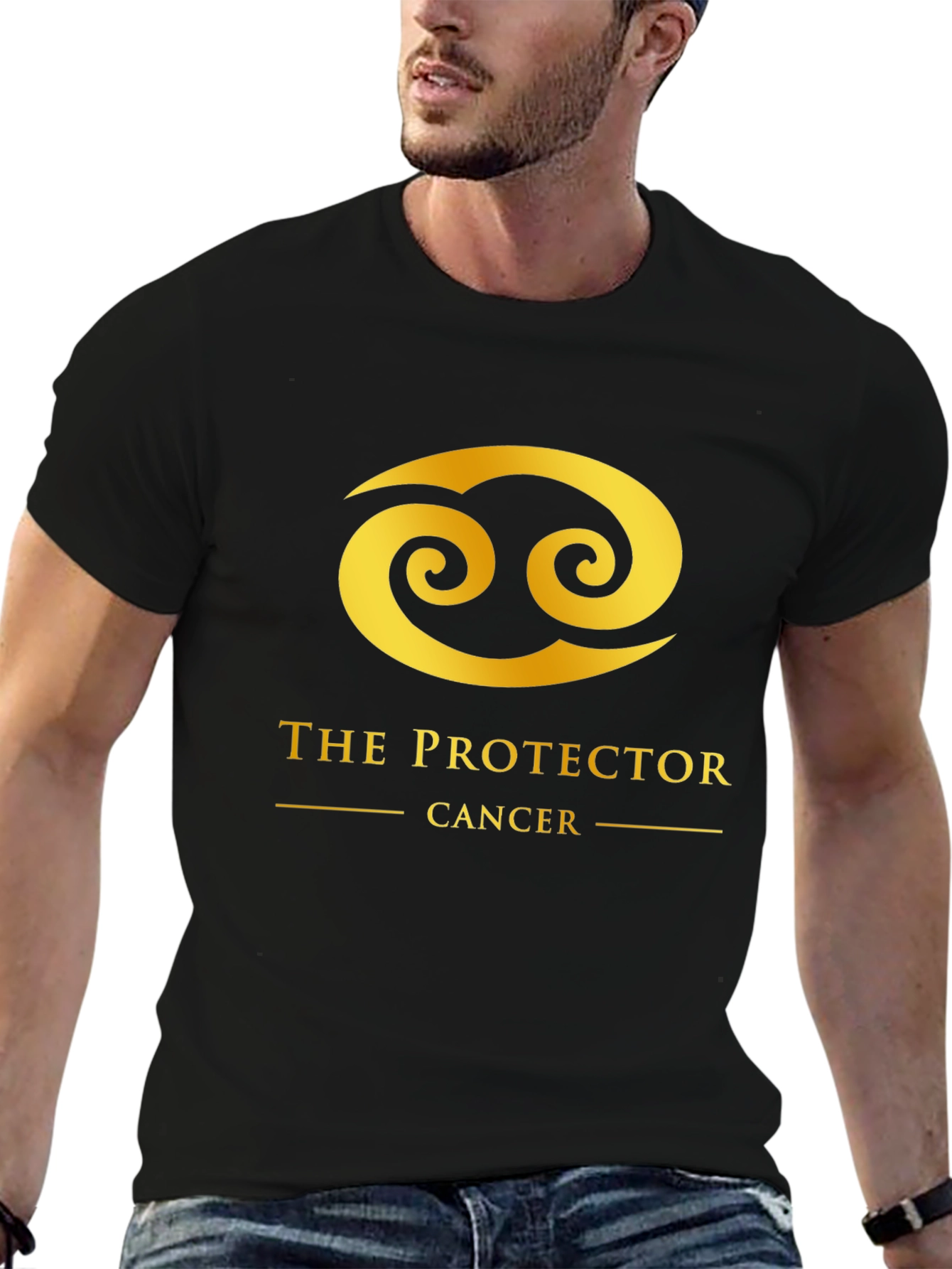 Cancer Zodiac T-Shirt: The Protector Graphic Tee in Black
