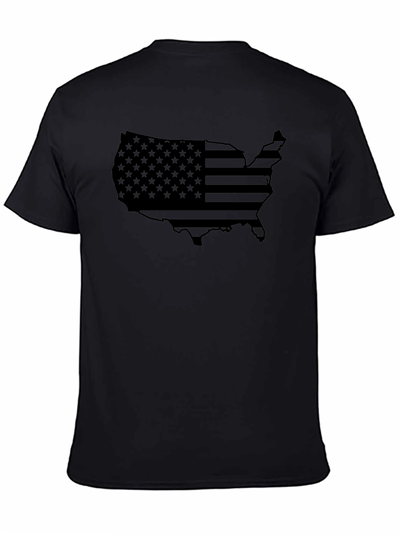 American Flag Map T-Shirt - Patriotic Black Tee