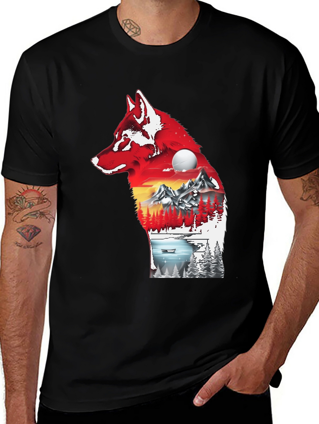Wolf Silhouette Nature Graphic Tee
