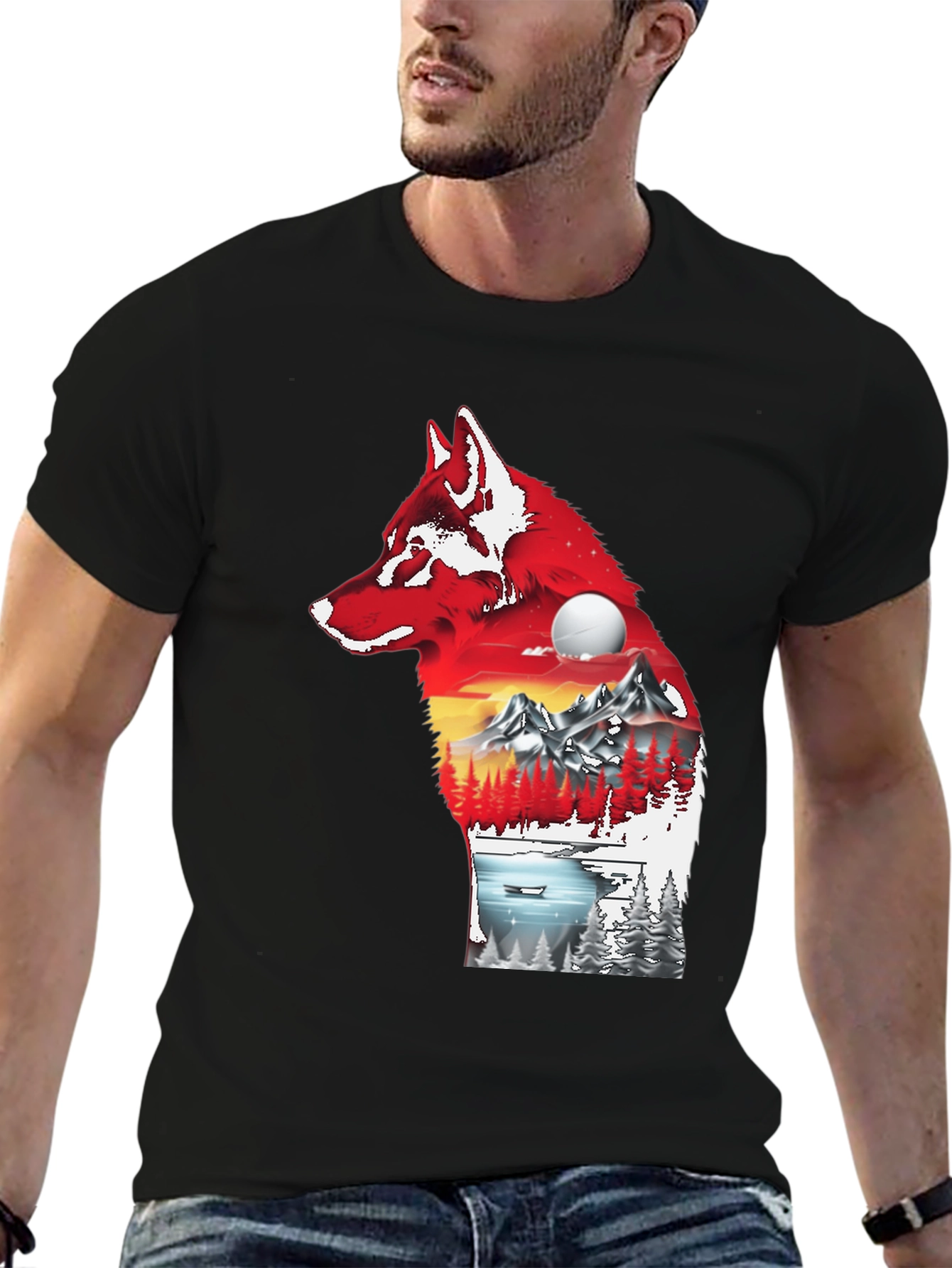 Wolf Silhouette Nature Graphic Tee