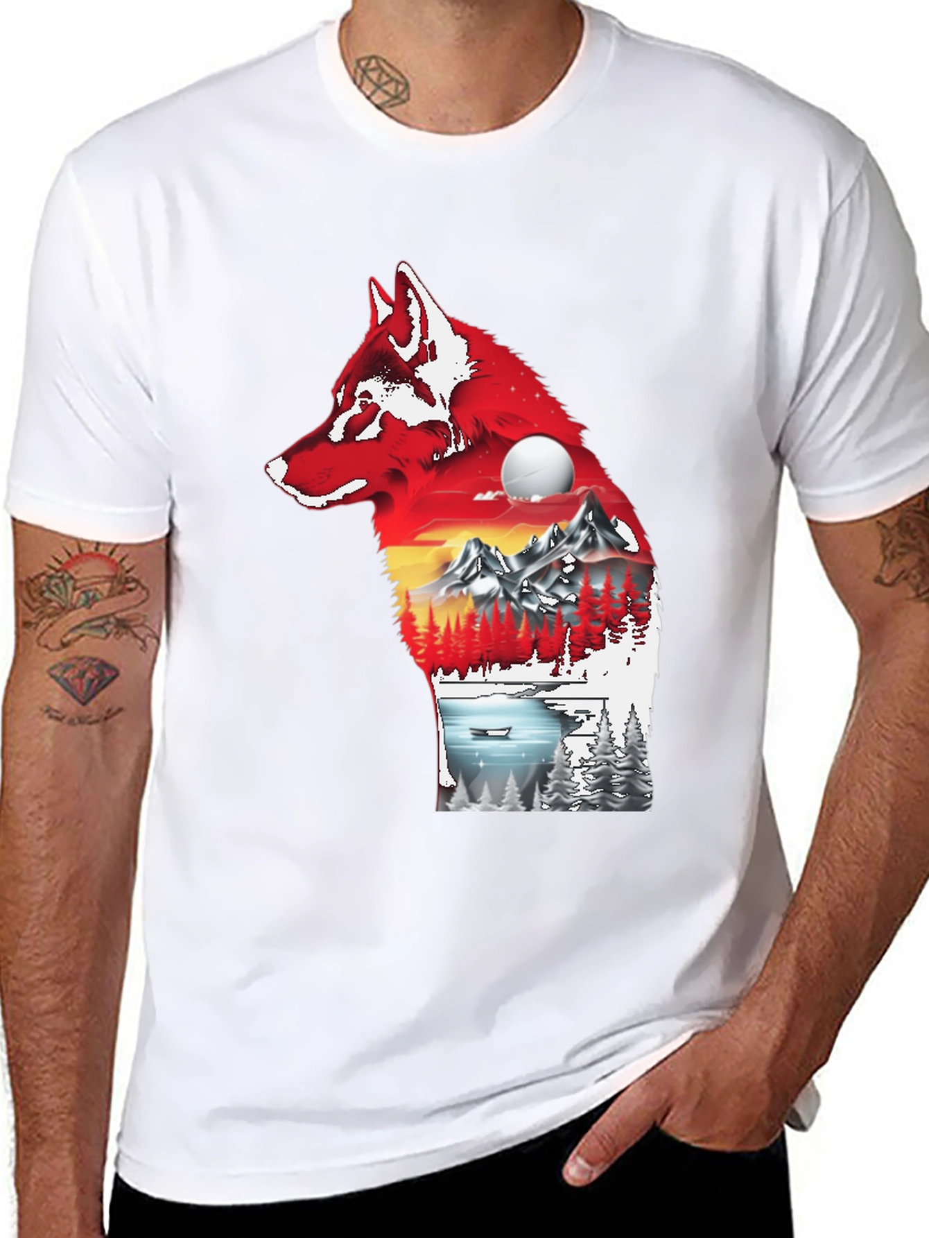 Wolf Silhouette Nature Graphic Tee