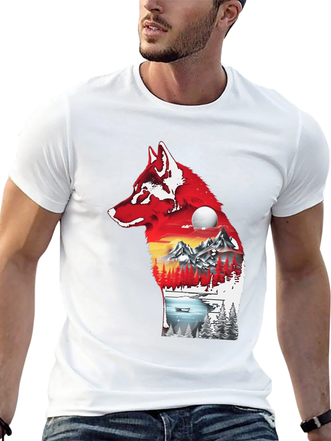 Wolf Silhouette Nature Graphic Tee