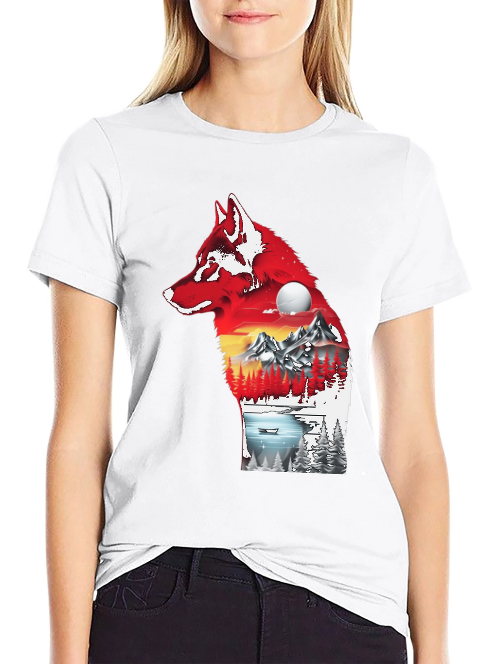 Wolf Silhouette Nature Graphic Tee