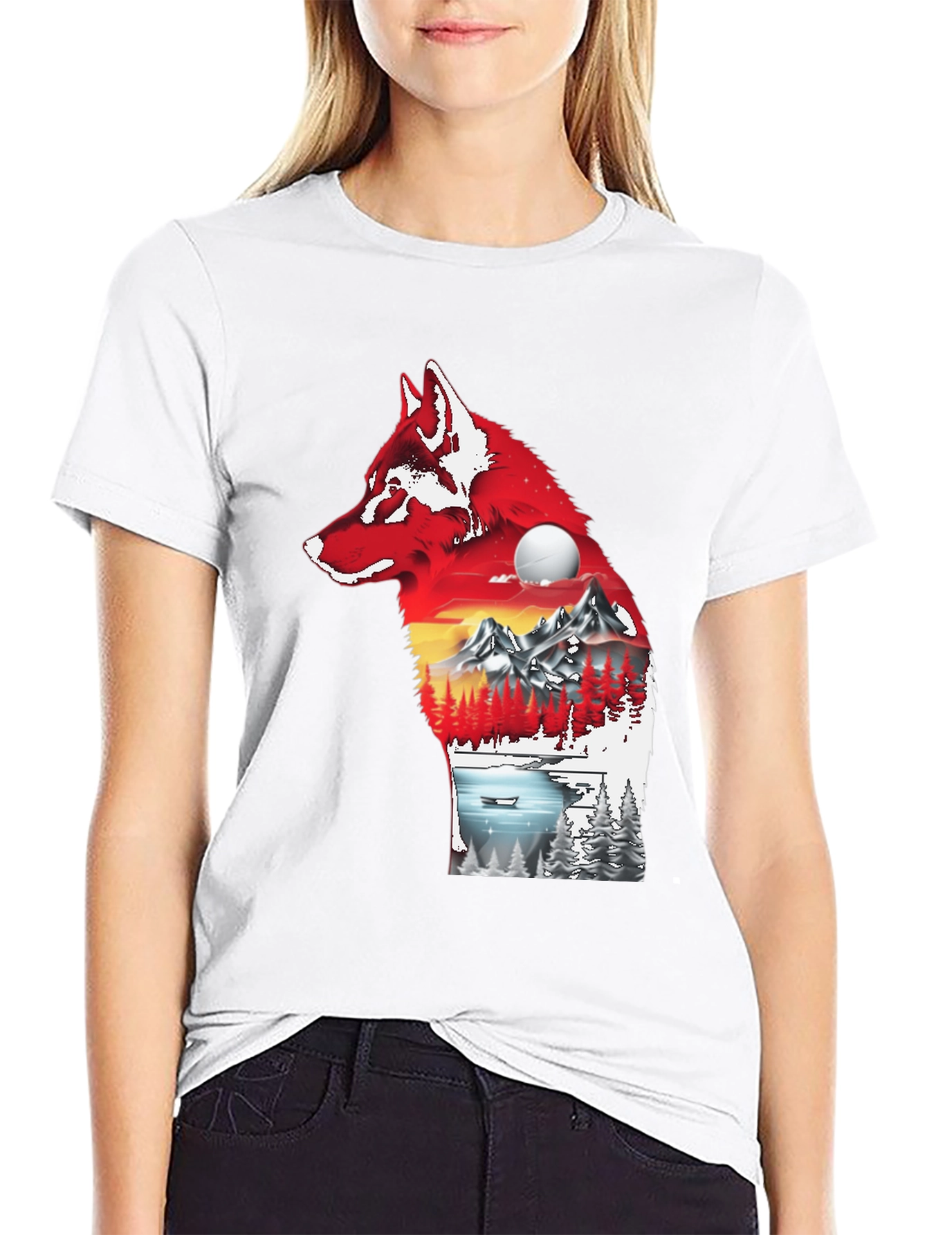 Wolf Silhouette Nature Graphic Tee