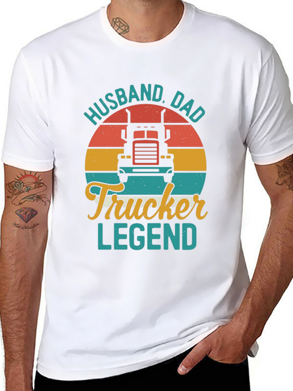 Husband Dad Trucker Legend Black T-Shirt