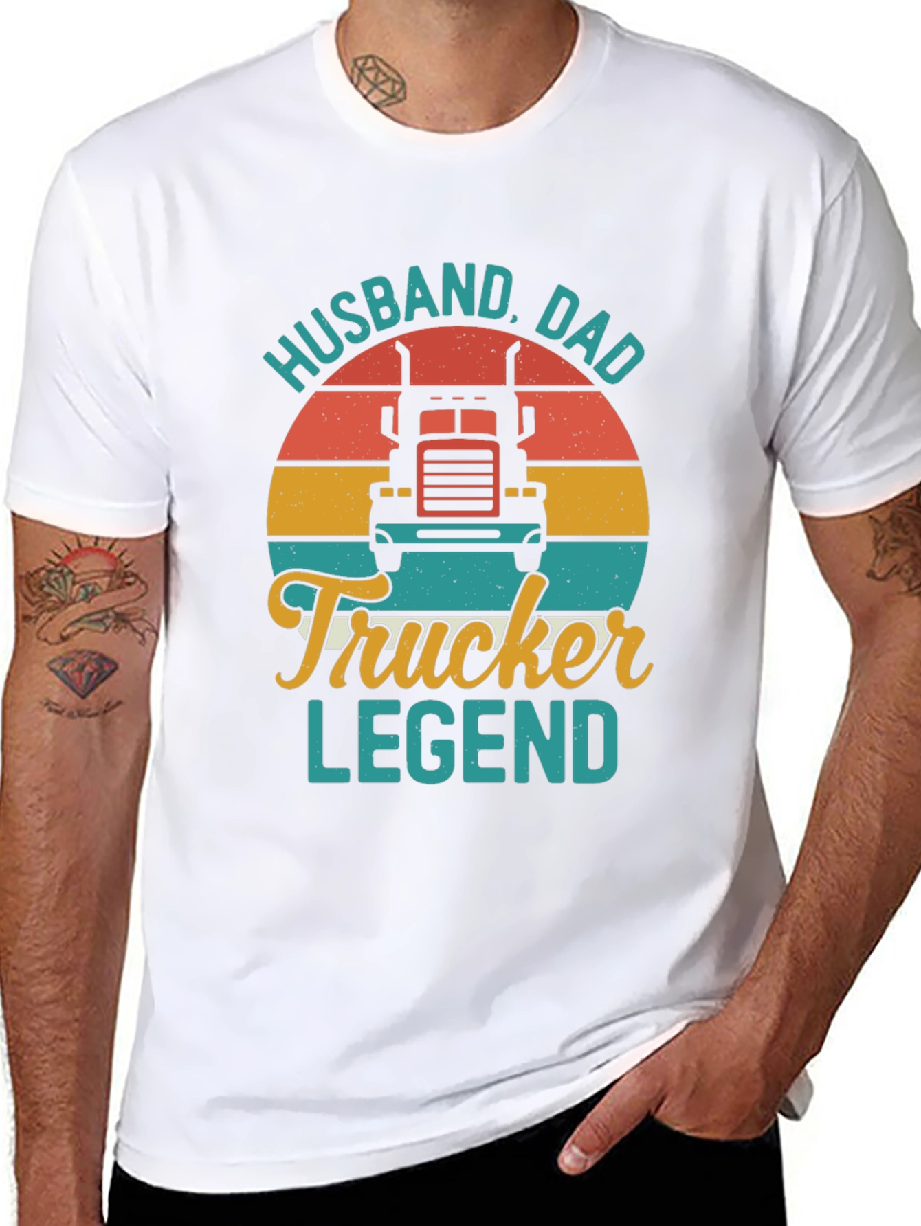 Husband Dad Trucker Legend Black T-Shirt