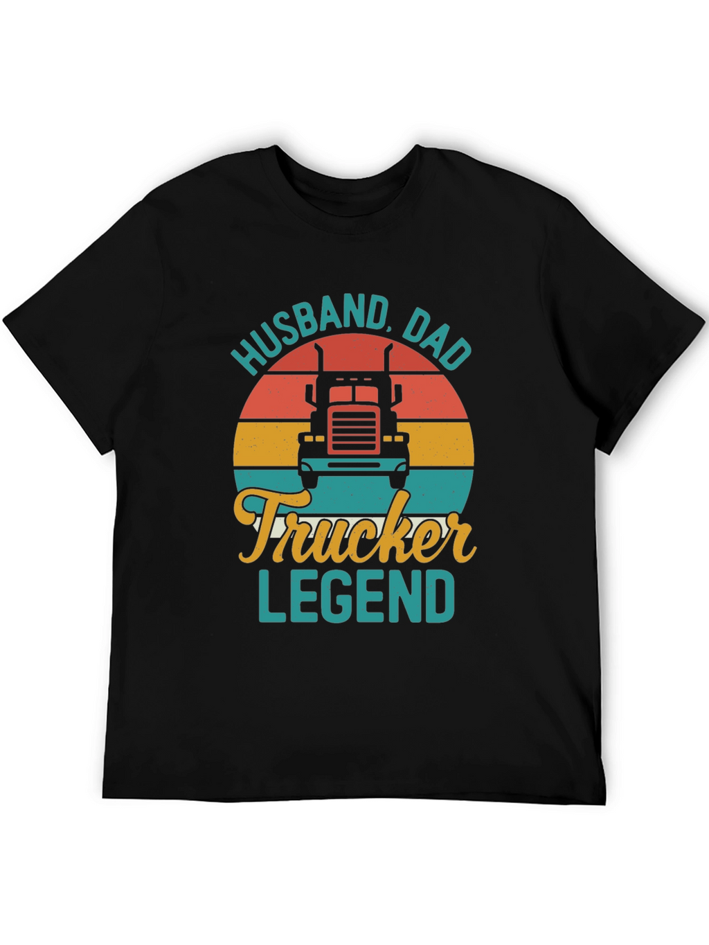 Husband Dad Trucker Legend Black T-Shirt