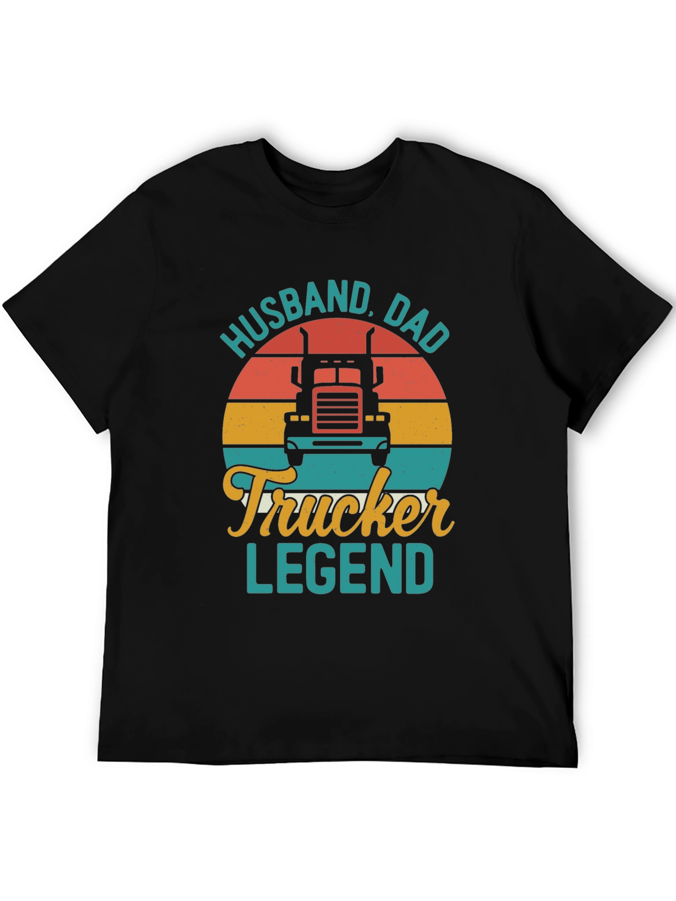 Husband Dad Trucker Legend Black T-Shirt