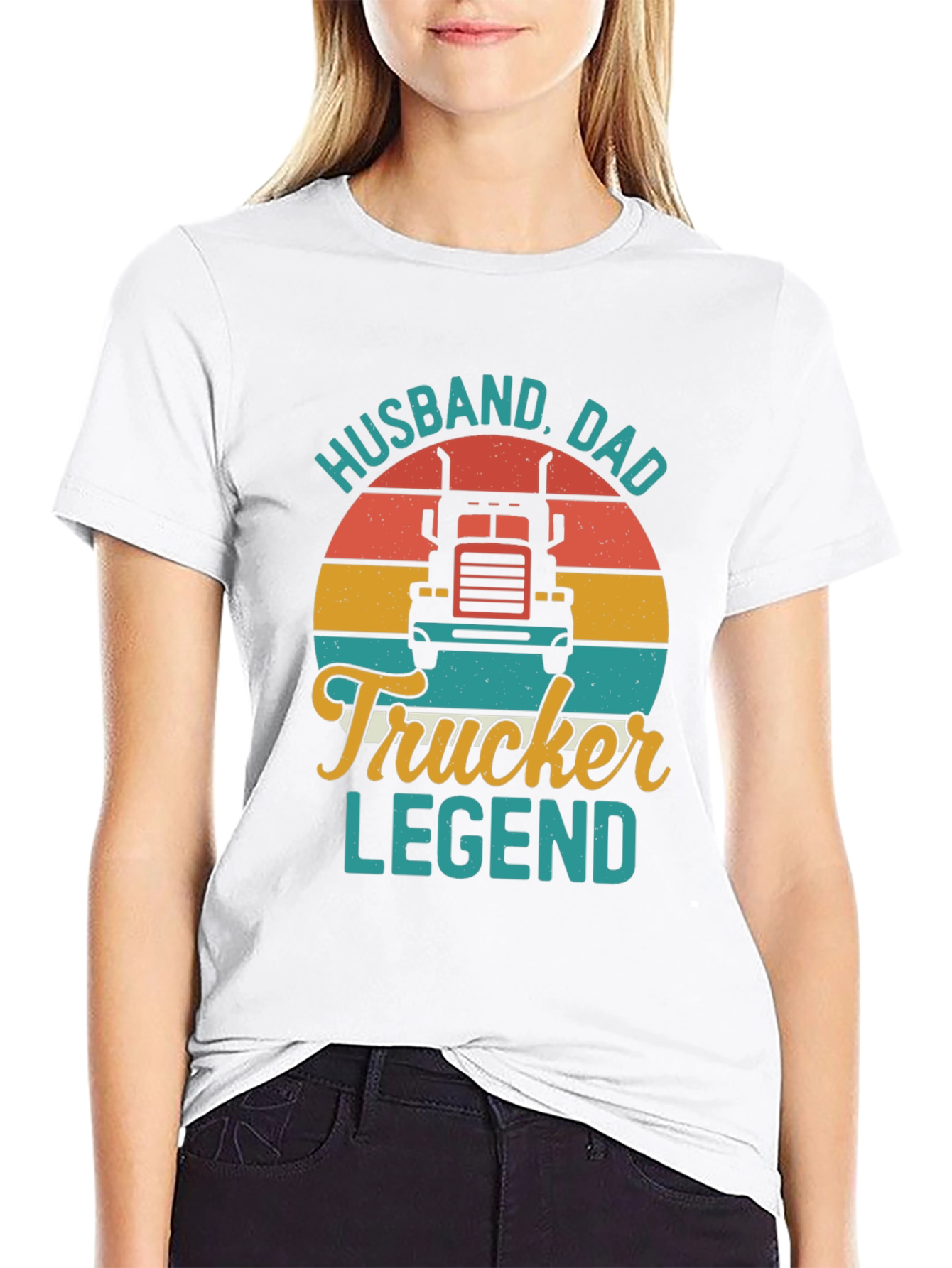 Husband Dad Trucker Legend Black T-Shirt