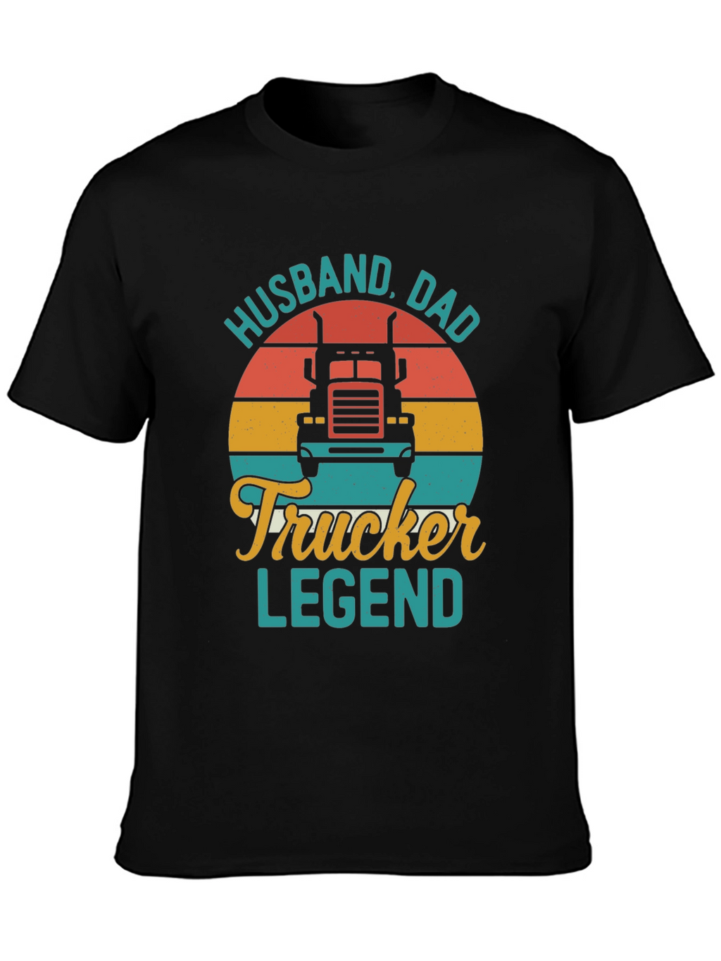 Husband Dad Trucker Legend Black T-Shirt