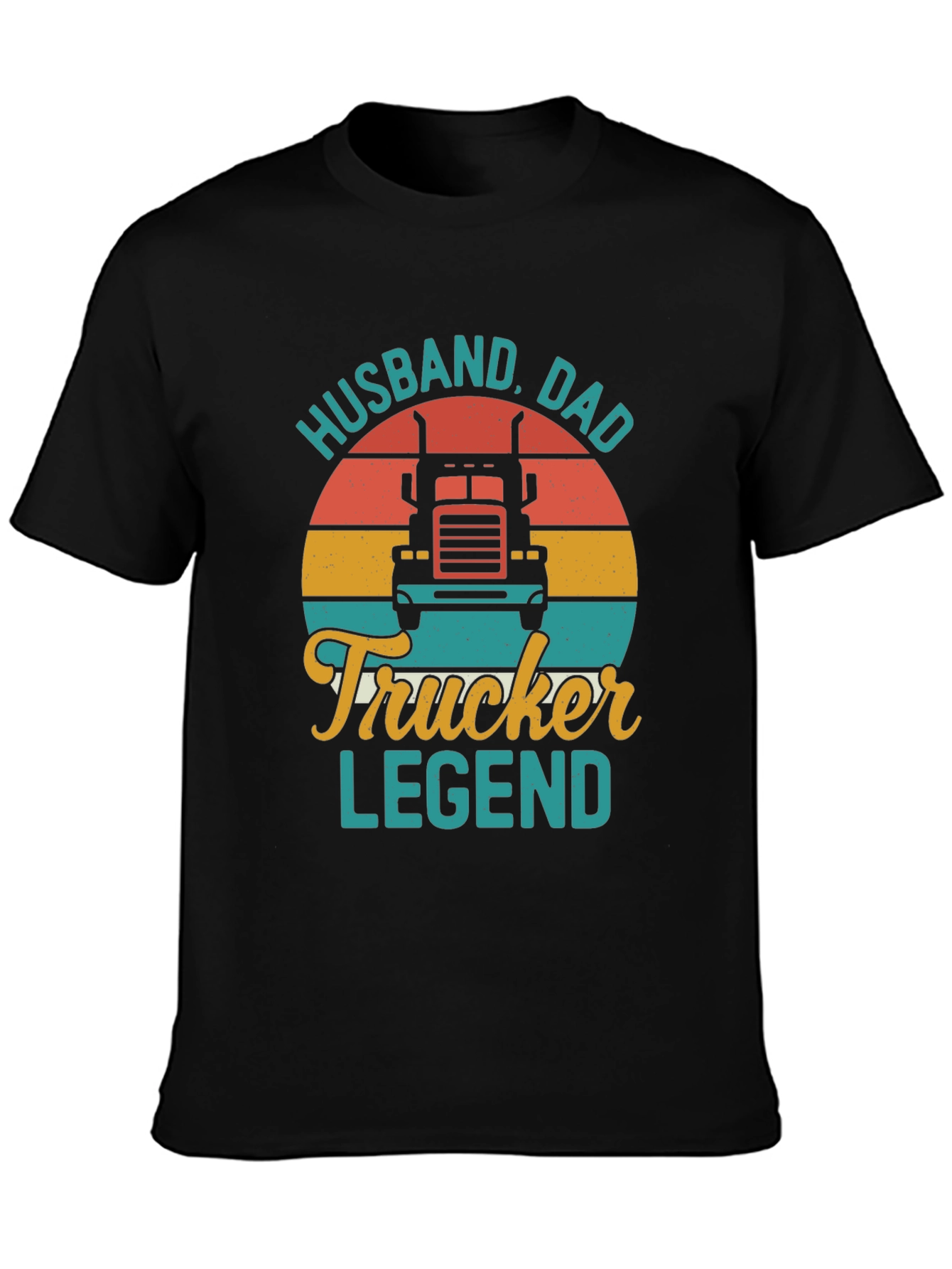 Husband Dad Trucker Legend Black T-Shirt