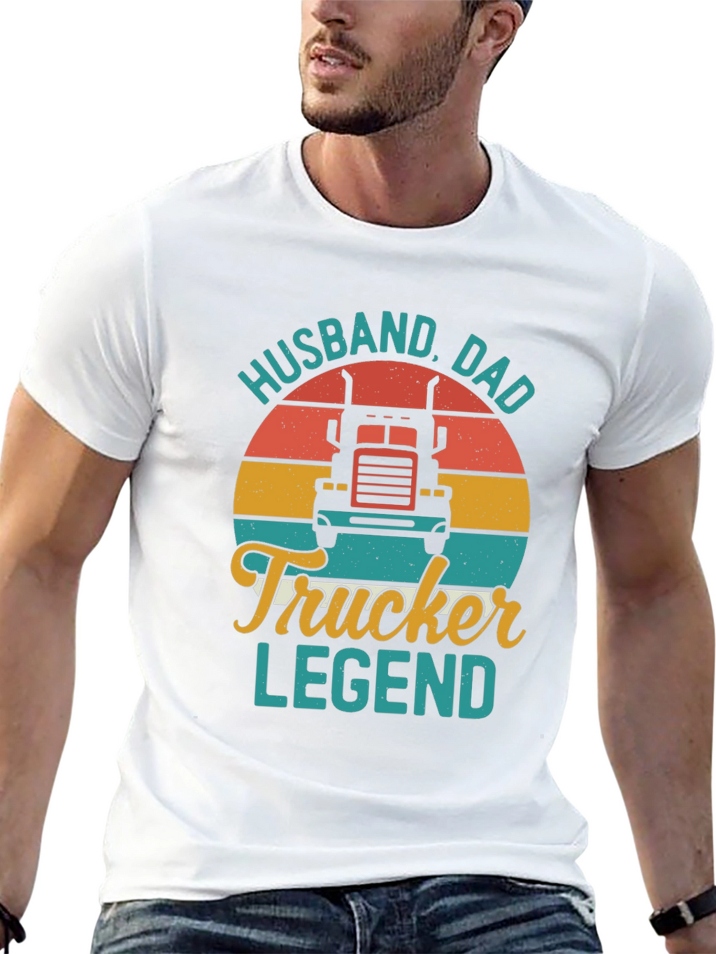 Husband Dad Trucker Legend Black T-Shirt