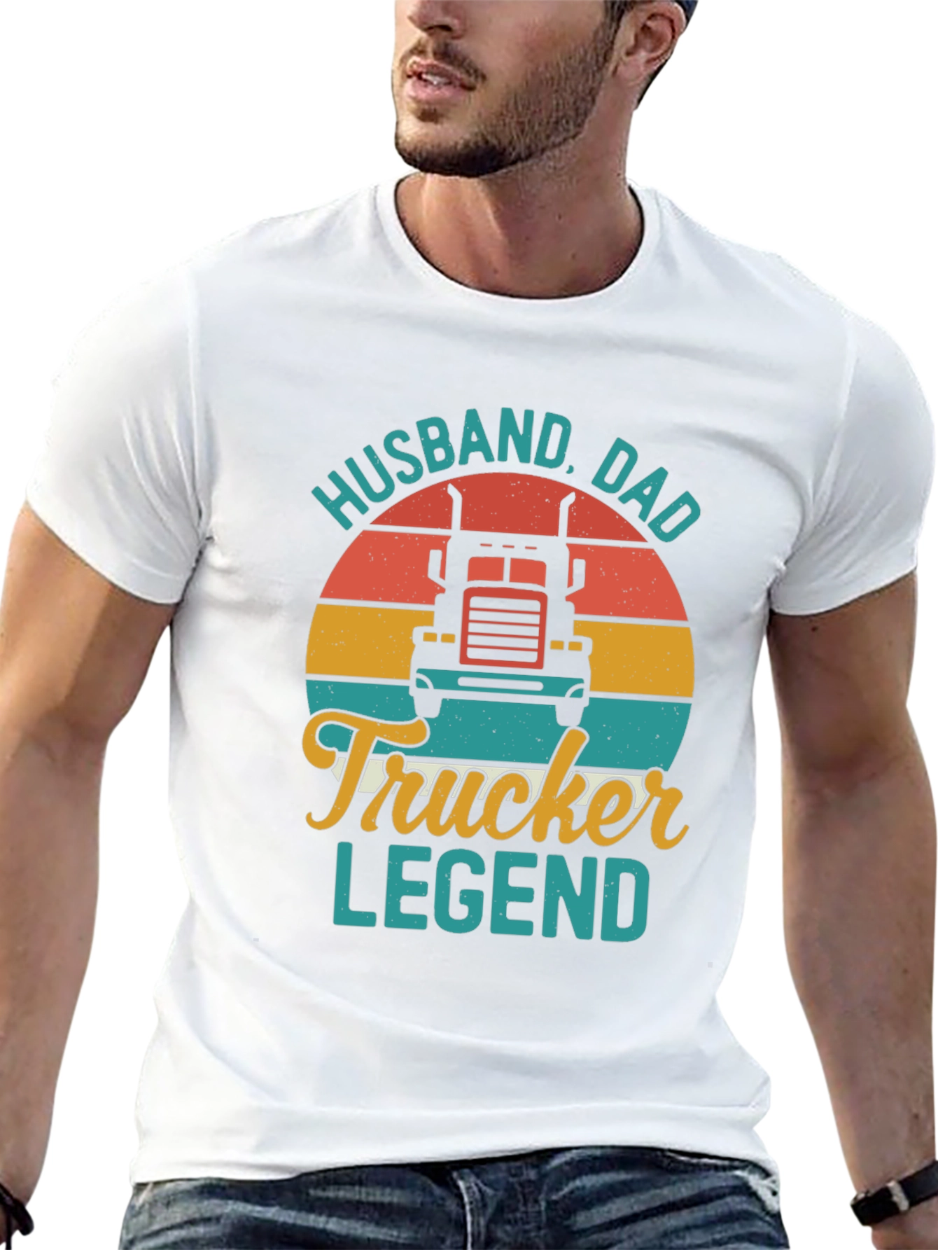 Husband Dad Trucker Legend Black T-Shirt