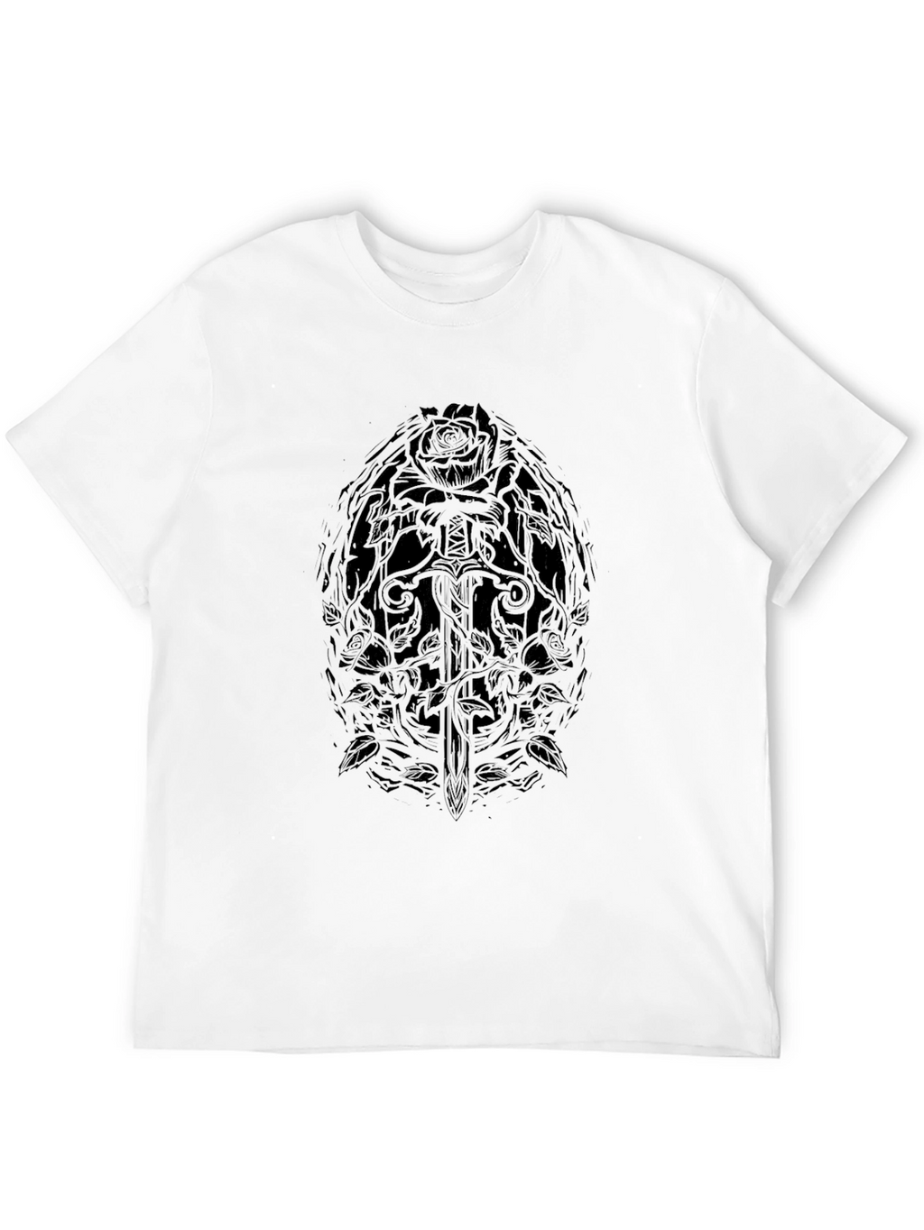 Rose & Sword Graphic Black T-Shirt