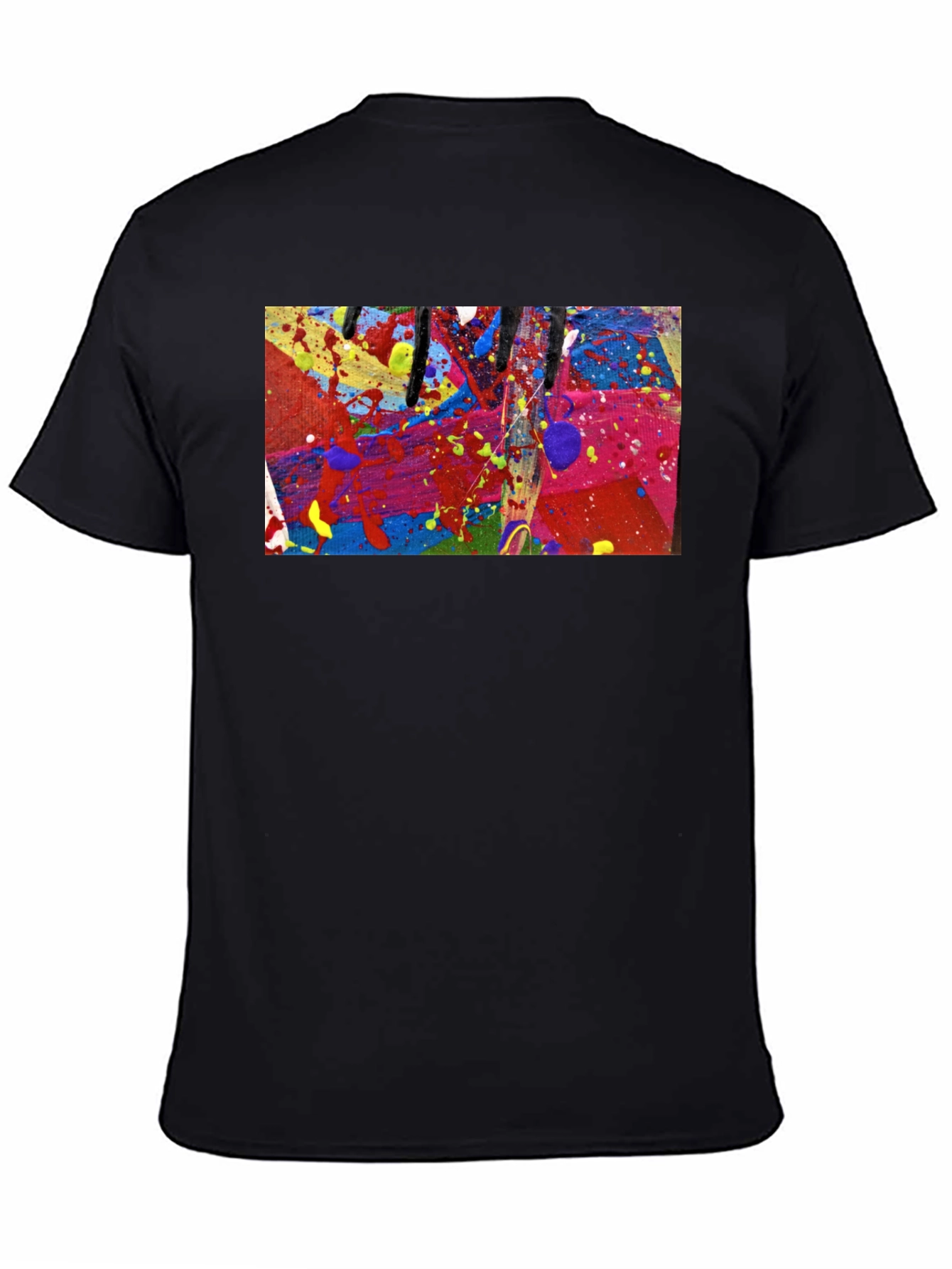 Abstract Art Splatter Print Black T-Shirt