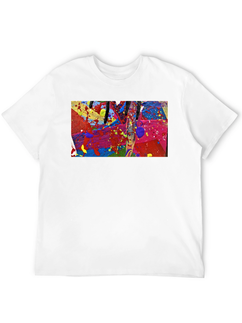 Abstract Art Splatter Print Black T-Shirt