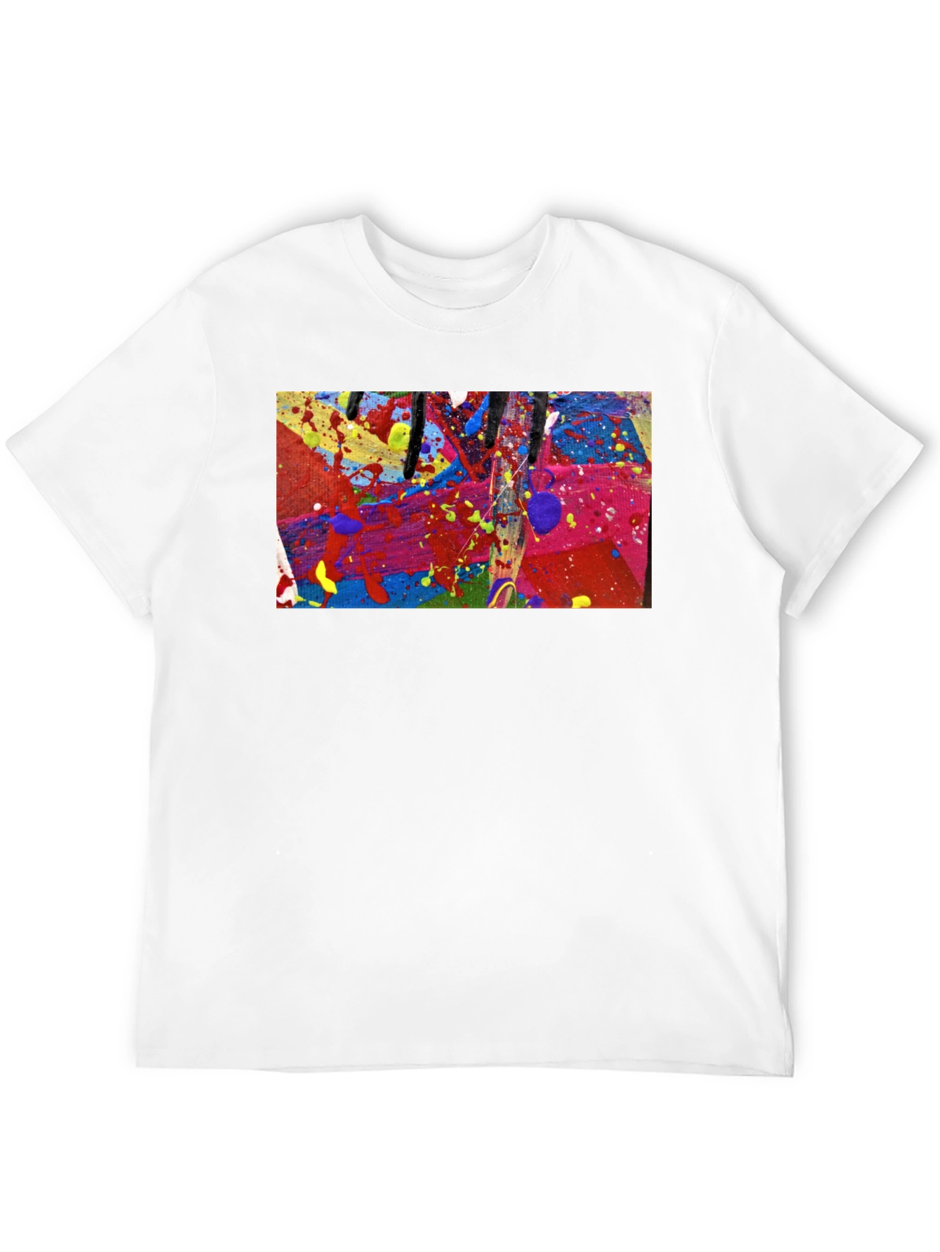 Abstract Art Splatter Print Black T-Shirt