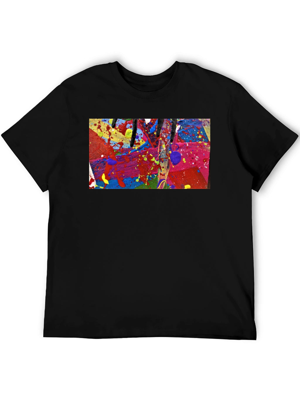 Abstract Art Splatter Print Black T-Shirt