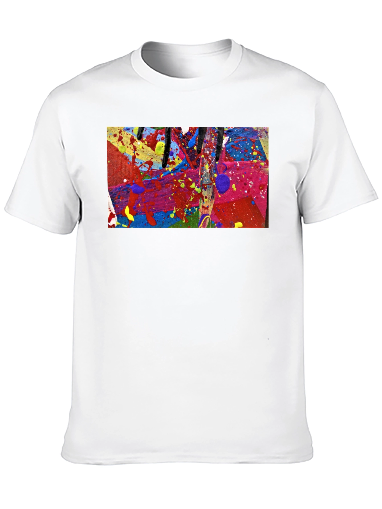 Abstract Art Splatter Print Black T-Shirt
