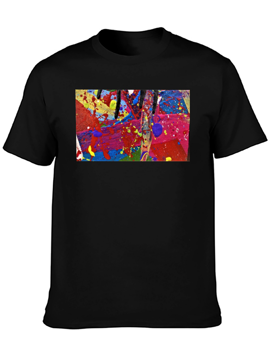 Abstract Art Splatter Print Black T-Shirt