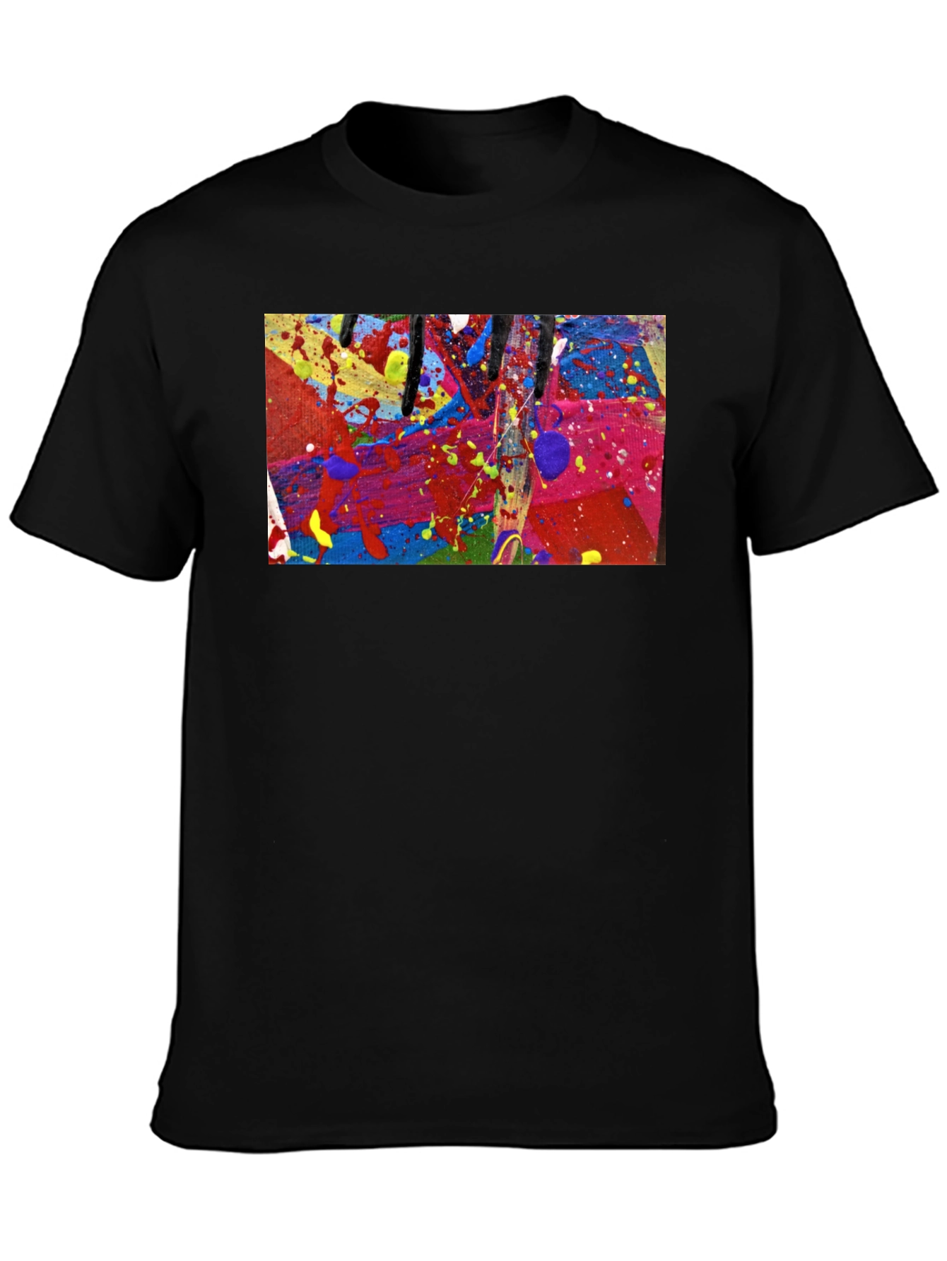 Abstract Art Splatter Print Black T-Shirt