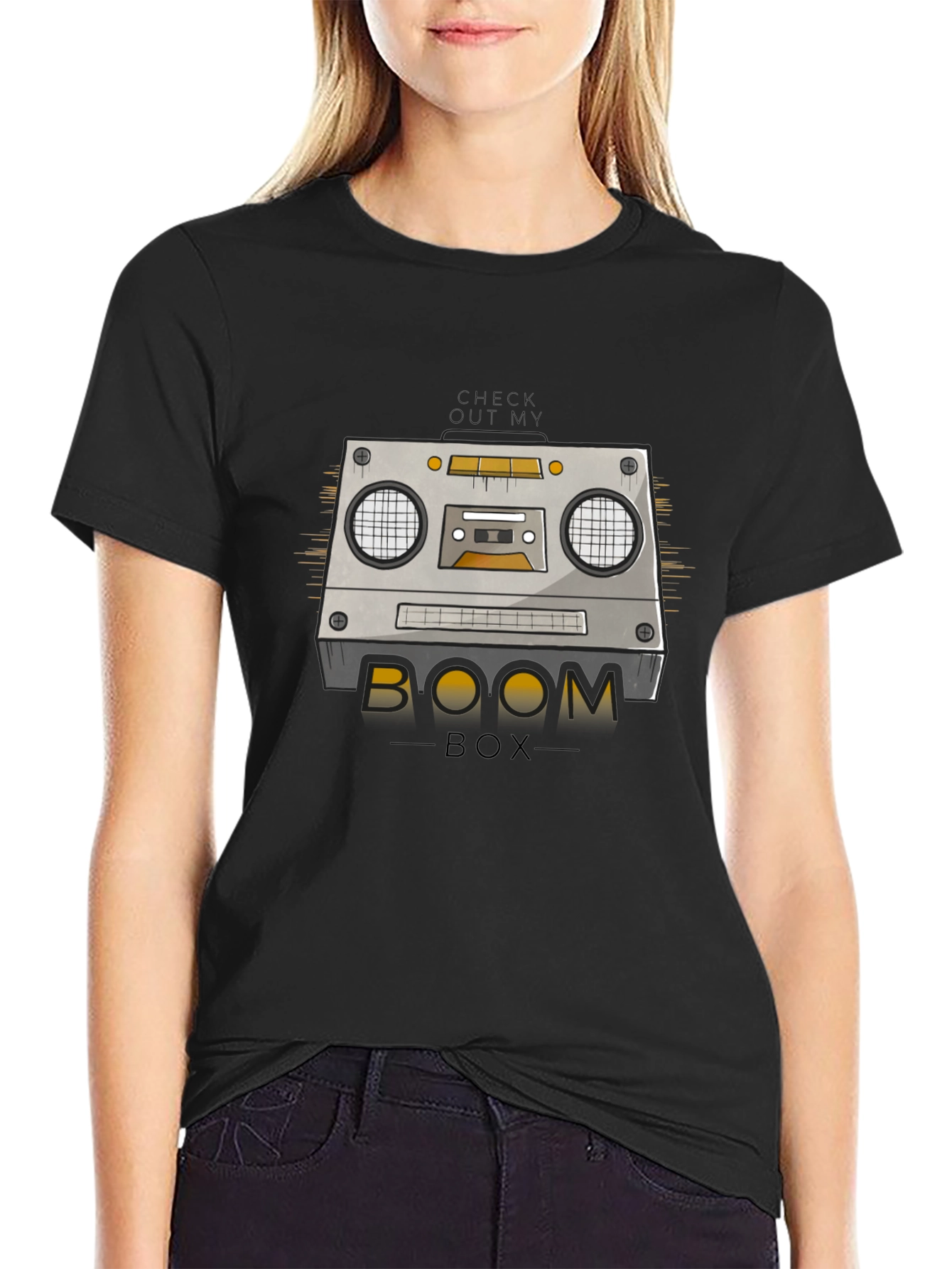 Retro Boombox Graphic T-Shirt - Vintage Music Style