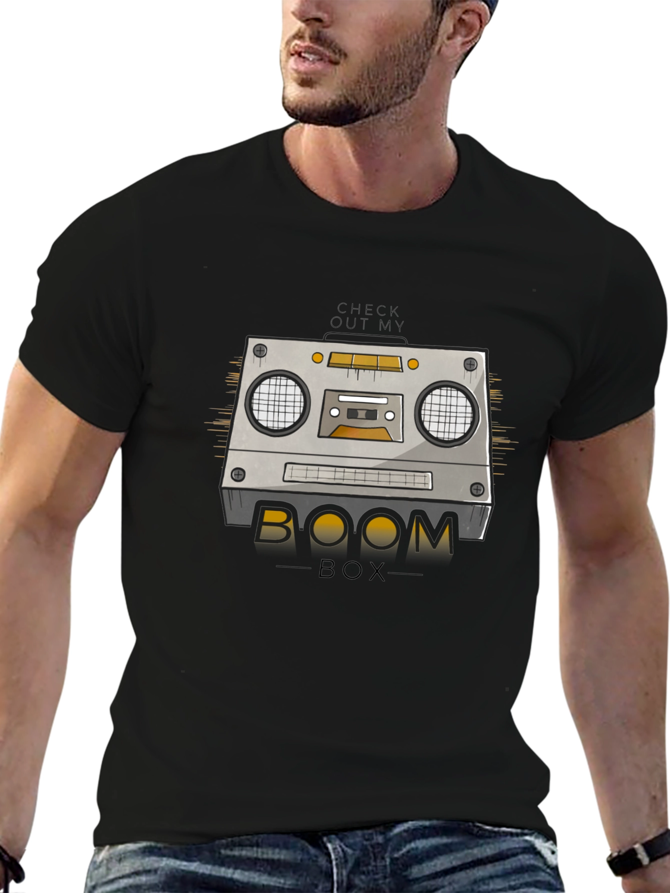 Retro Boombox Graphic T-Shirt - Vintage Music Style