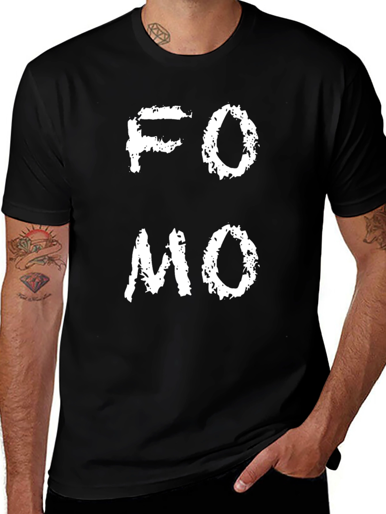 FOMO Graphic Tee - Black Cotton Blend T-Shirt