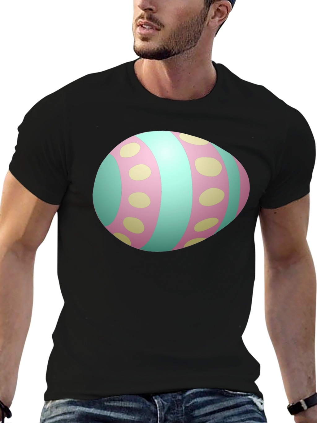 Easter Egg Graphic Mens Black T-Shirt