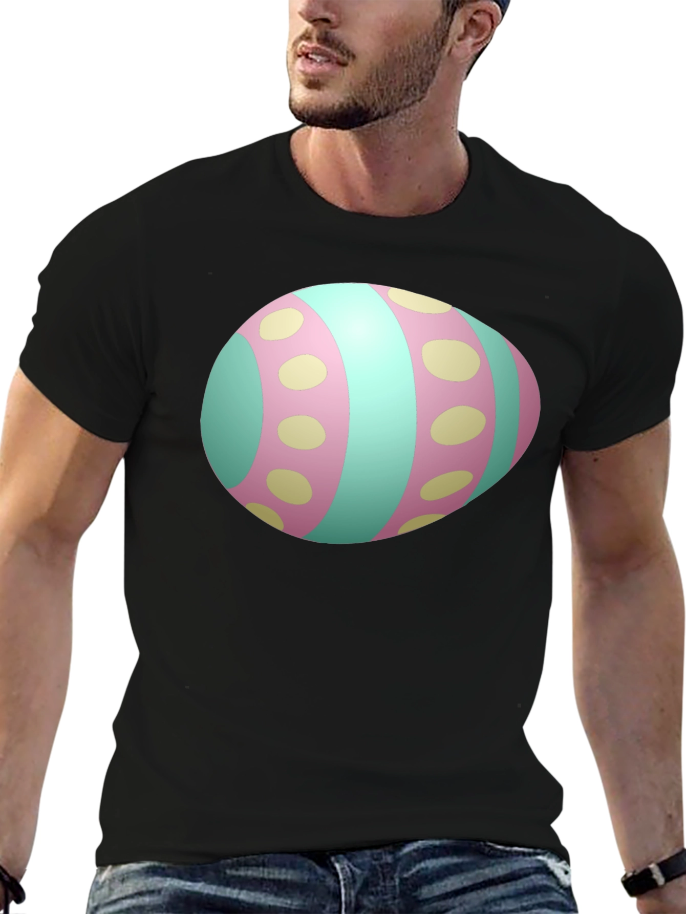 Easter Egg Graphic Mens Black T-Shirt