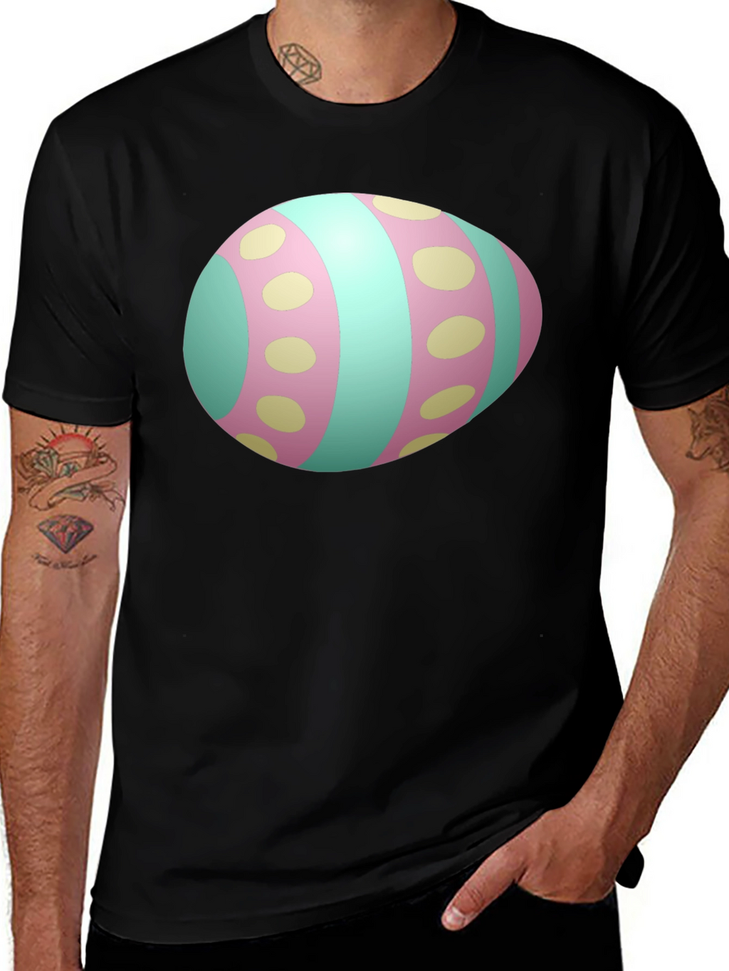 Easter Egg Graphic Mens Black T-Shirt
