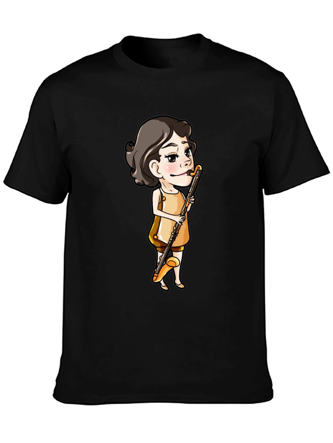 Cartoon Girl Clarinet T-Shirt - Music Lover Tee