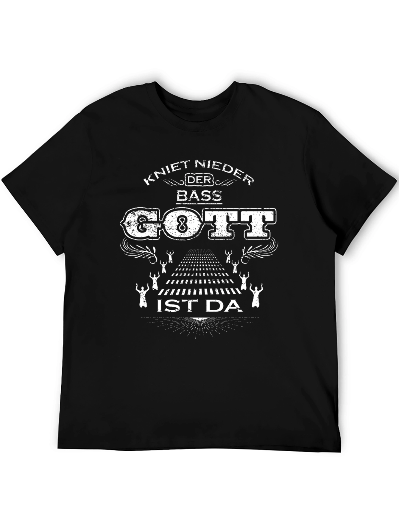 Kniet Nieder Der Bass Gott T-Shirt - Black Graphic Tee
