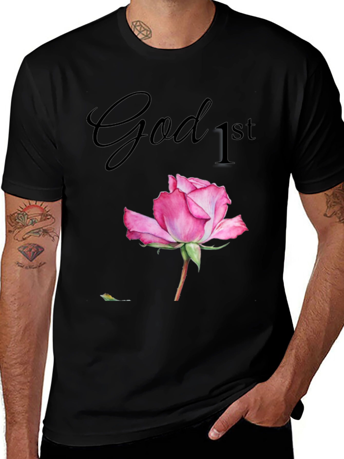 God First Rose Graphic T-Shirt