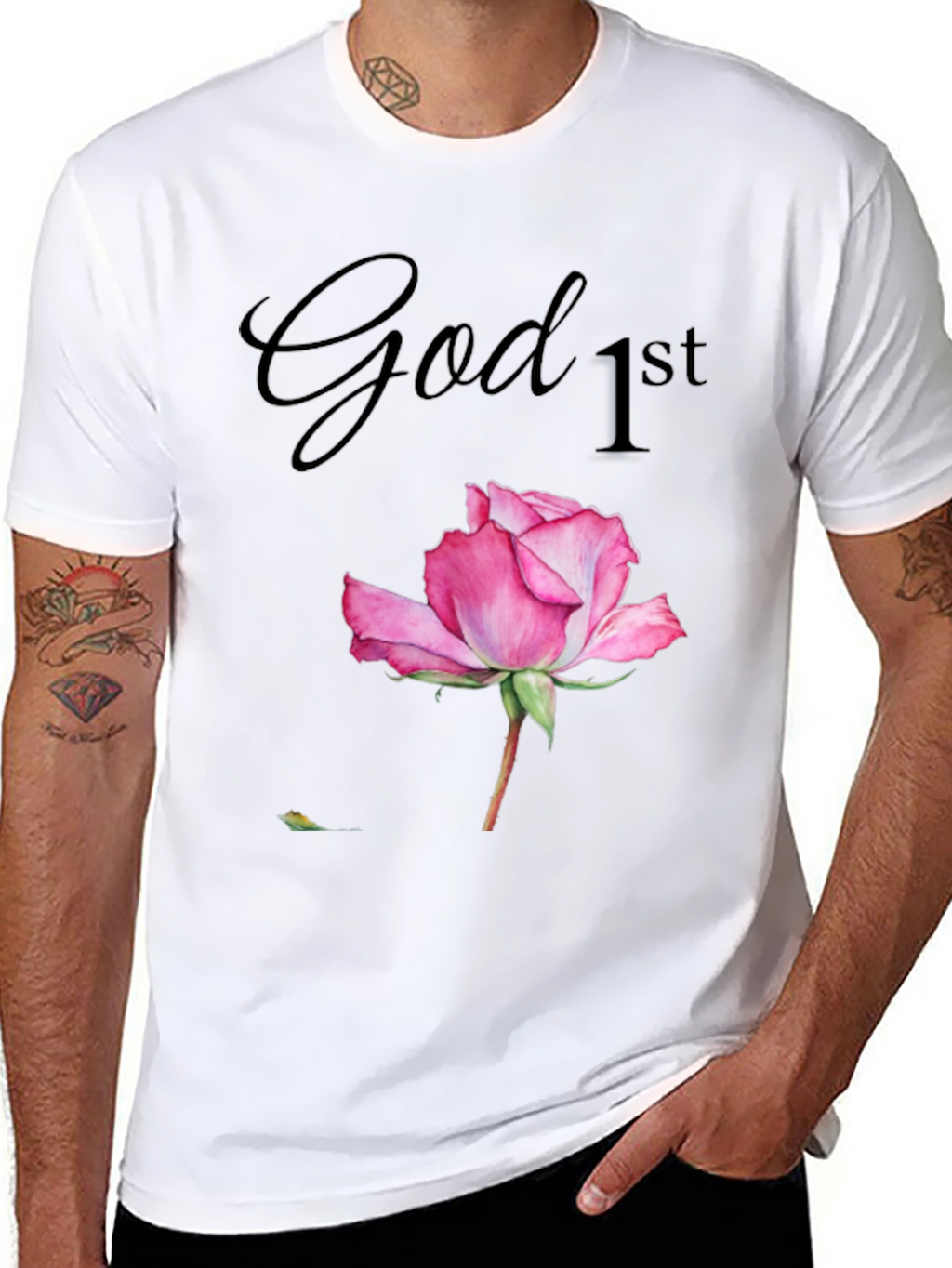 God First Rose Graphic T-Shirt