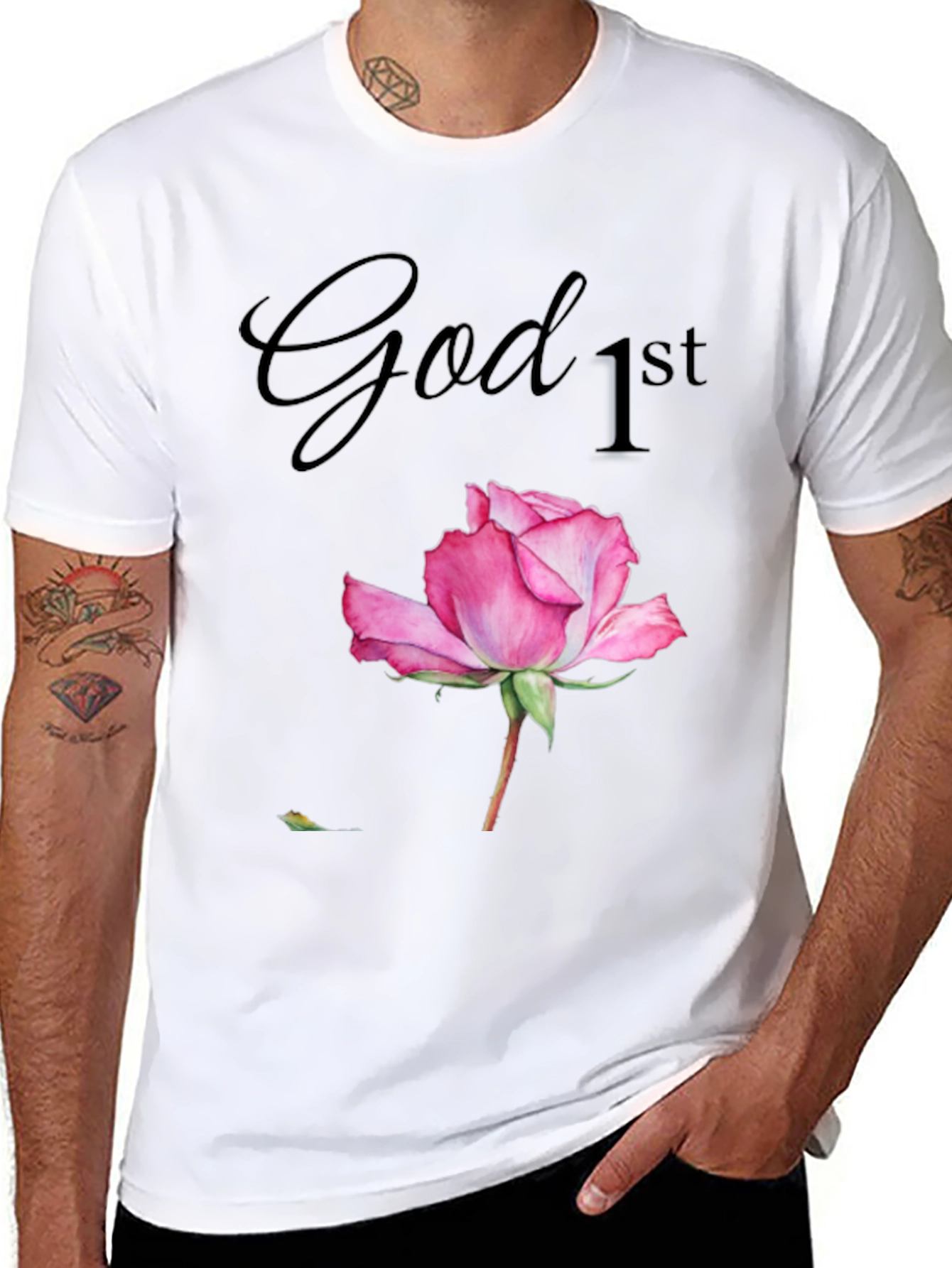 God First Rose Graphic T-Shirt