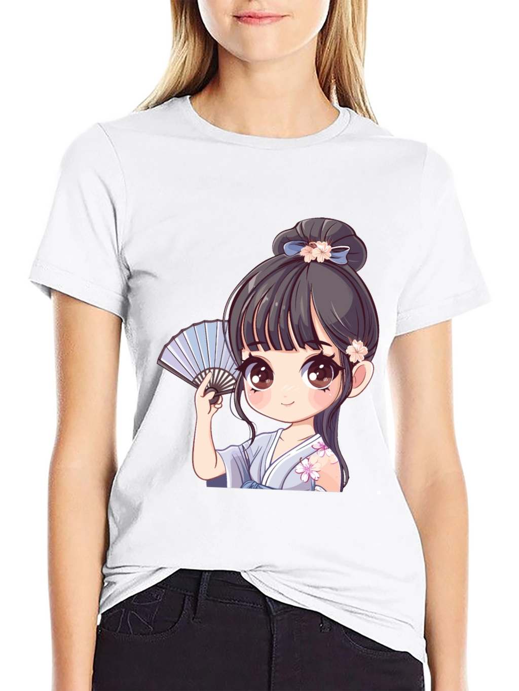 Anime Girl Graphic Tee - Black T-Shirt