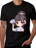 Anime Girl Graphic Tee - Black T-Shirt
