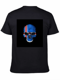 Iceland Flag Skull Graphic Tee - Black T-Shirt