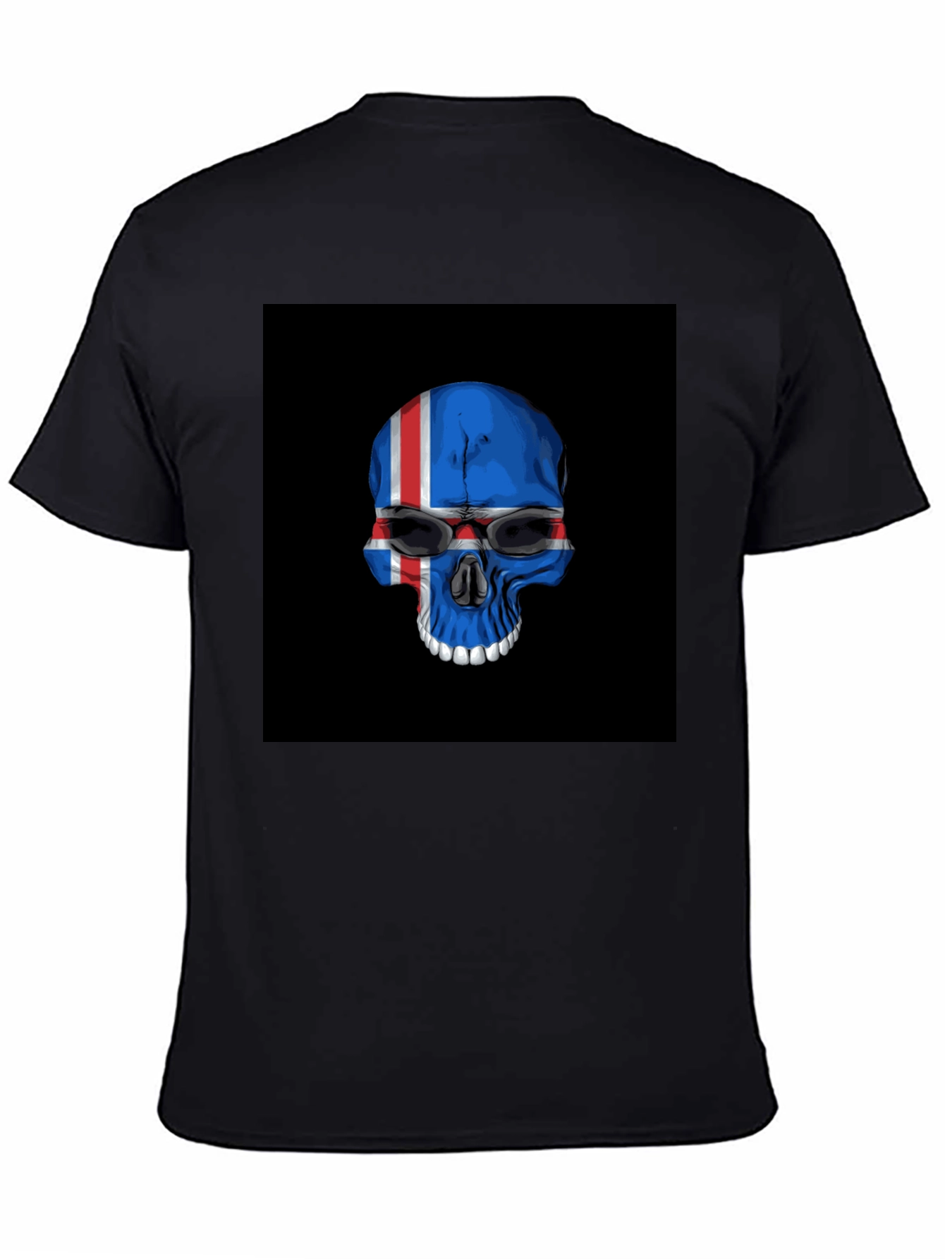 Iceland Flag Skull Graphic Tee - Black T-Shirt