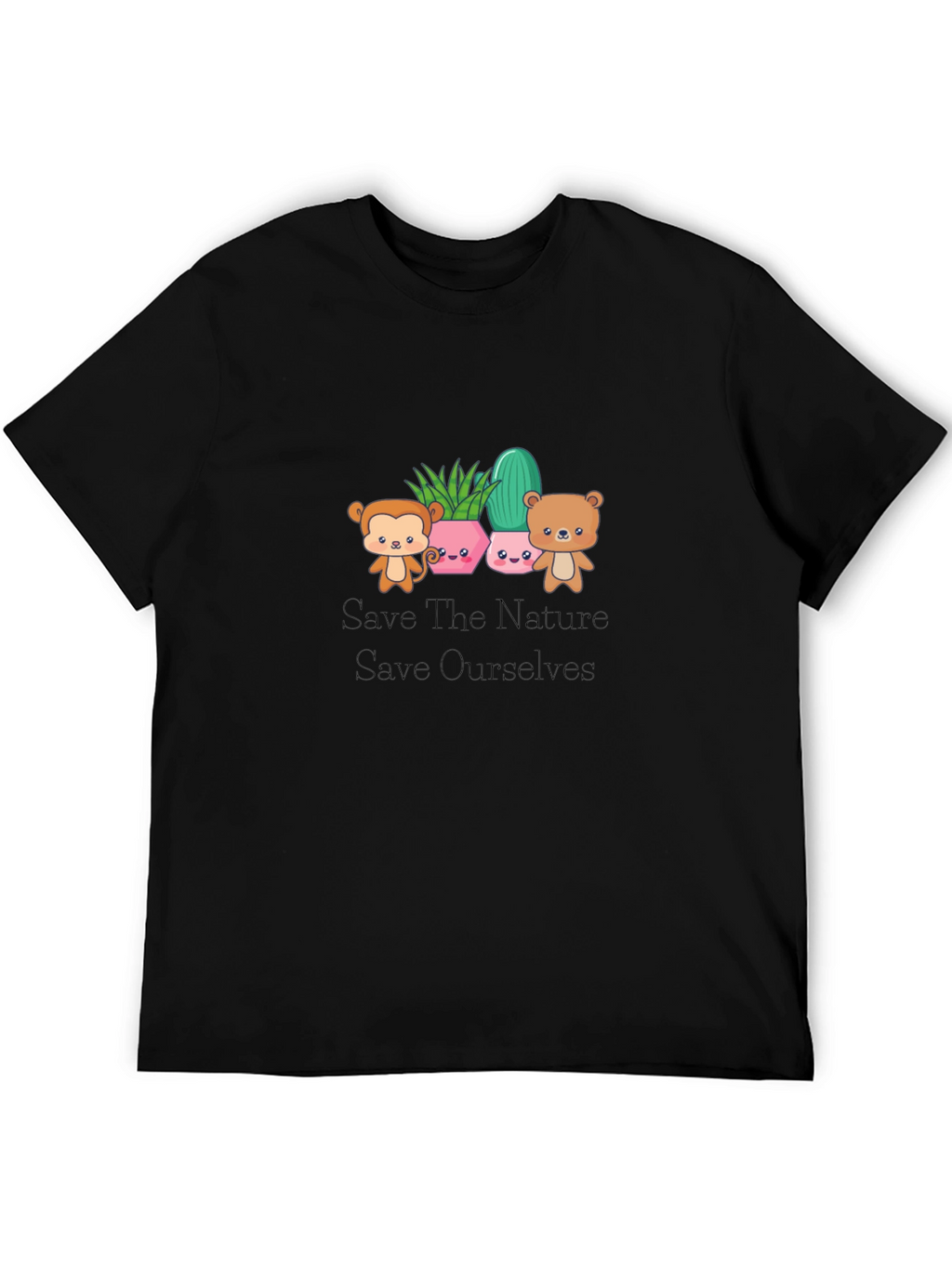 Save Nature T-Shirt Cute Monkey Bear Plants