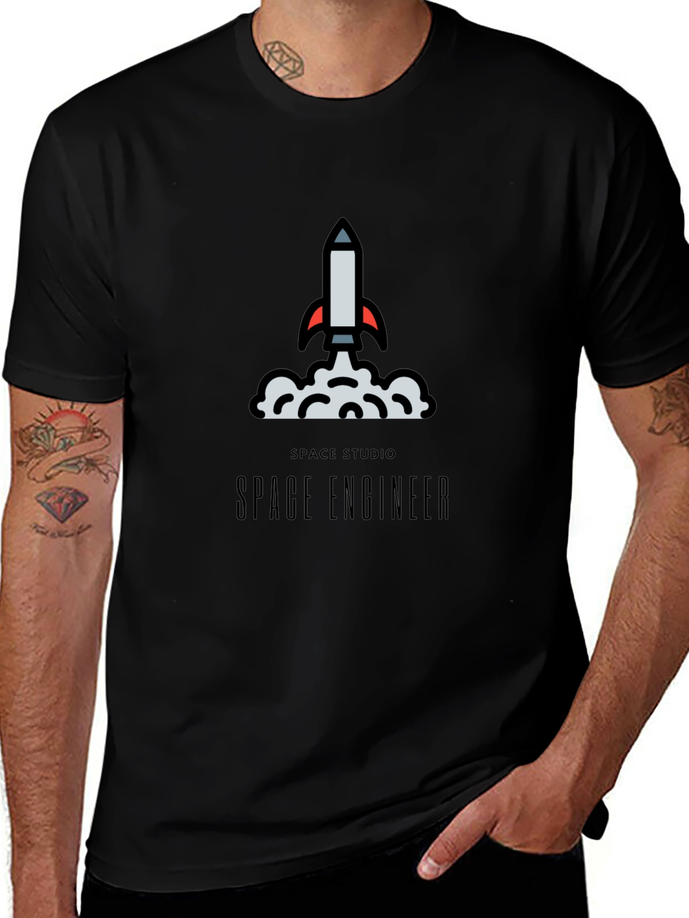 Space Engineer Graphic Tee - Rocket Launch Design