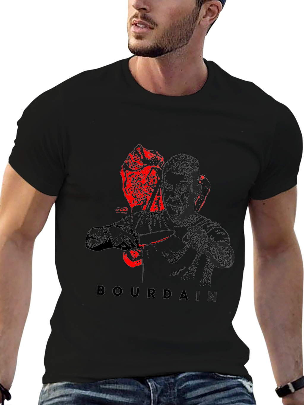 Bourdain Graphic Tee - Black Cotton T-Shirt