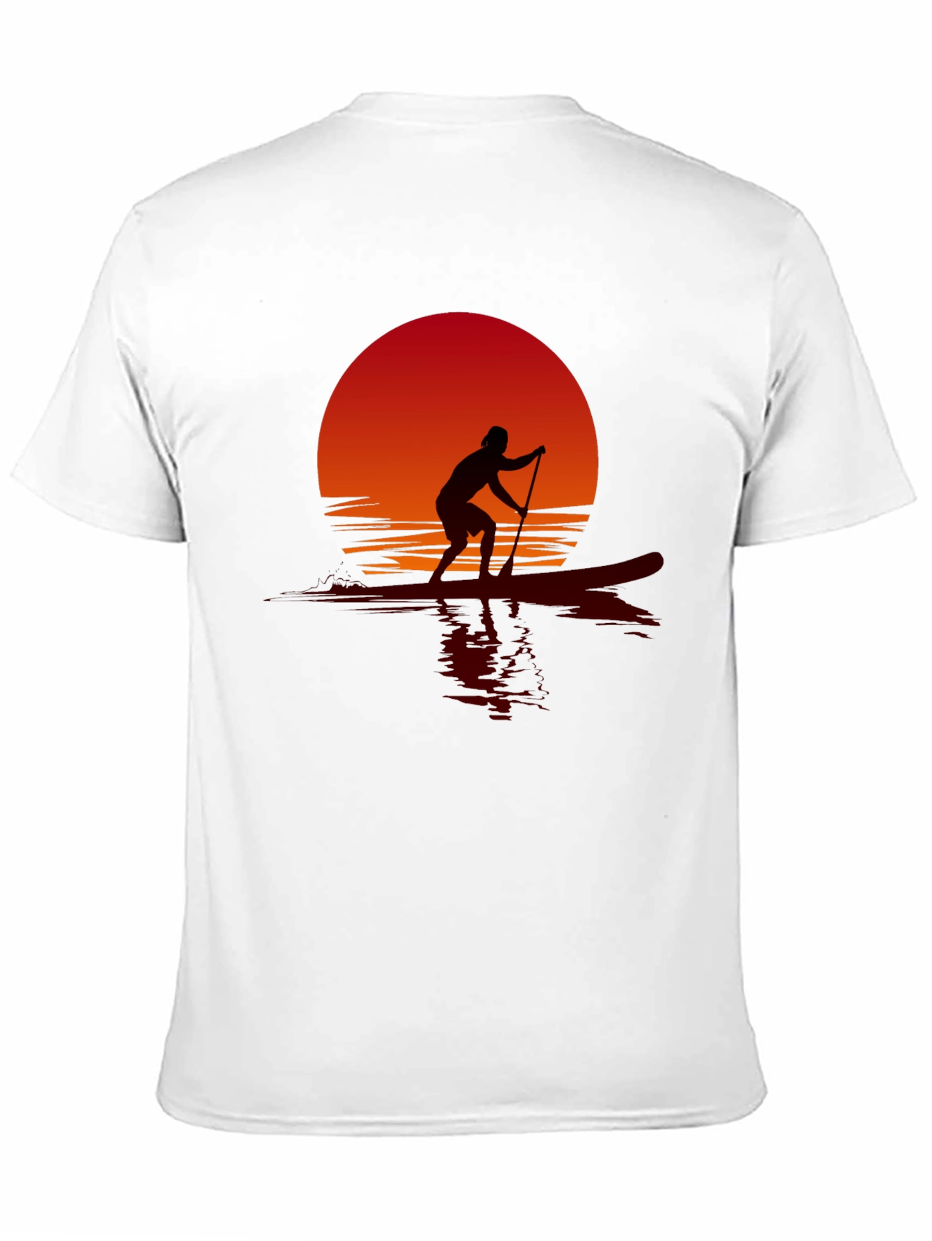 Sunset Paddle Boarder Black T-Shirt